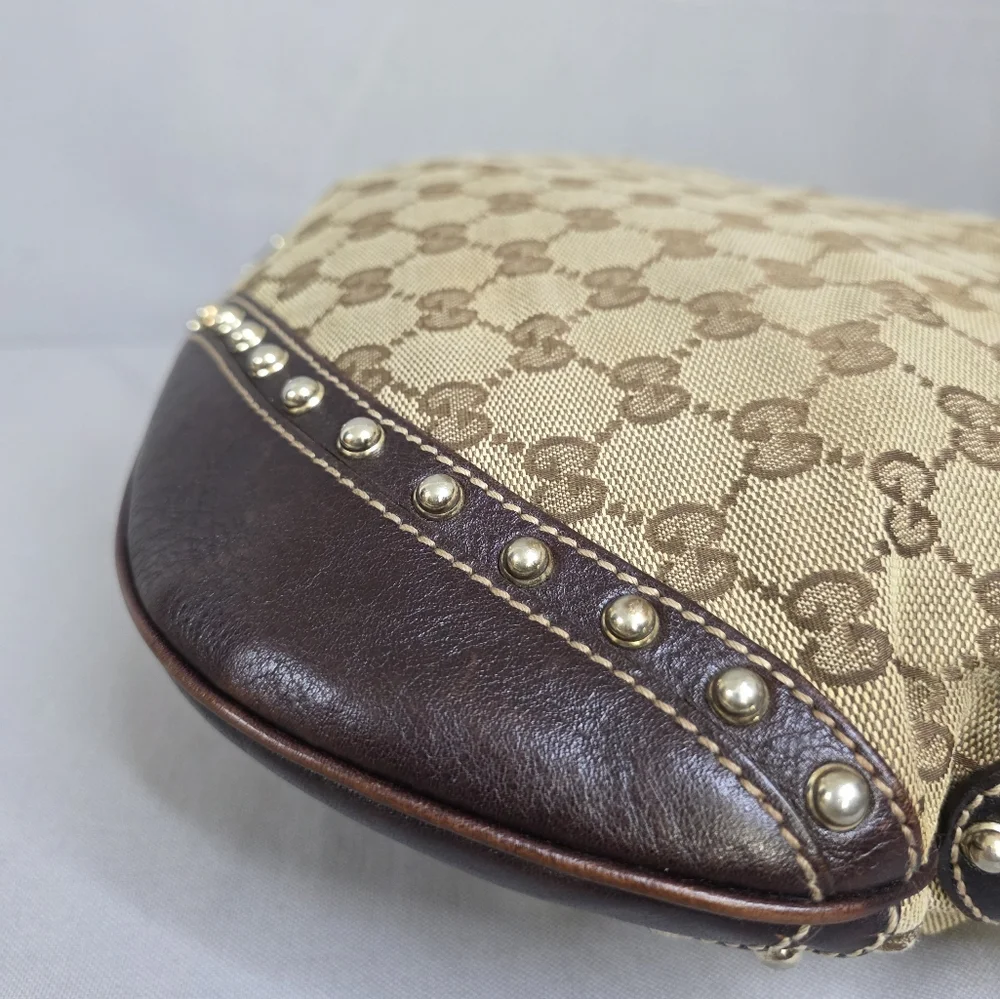 Gucci Beige Monogram Hobo Bag with Green-Red Stripe - Authenticated - Picture 10 of 16